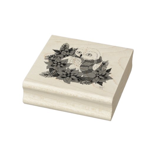 スノーフクロウ赤ポインセティアス・クリスマス ラバースタンプ (スタンプ)