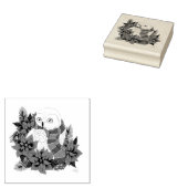 スノーフクロウ赤ポインセティアス・クリスマス ラバースタンプ (押印)