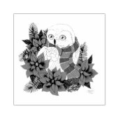 スノーフクロウ赤ポインセティアス・クリスマス ラバースタンプ (インプリント)