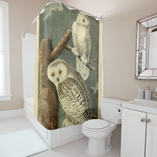 スノーフクロウ・アウドゥボンバードのアートワーク シャワーカーテン (インサイチュ)