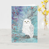 スノーフクロウ – ウィンターホリデー空白のカード カード (黄色い花)