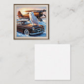 スノーフクロウ、飛行機、ヴィンテージカー エンクロージャーカード (正面/裏面)