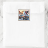 スノーフクロウ、飛行機、ヴィンテージカー スクエアシール (バッグ)