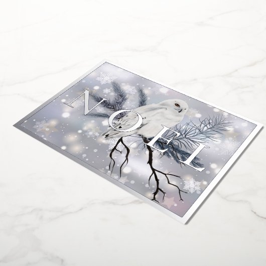 スノーフクロウNOELカスタムクリスマス 箔シーズンカード (回転した状態)