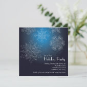 スノーフレエレガントークスクリスマスホリデーパーティーブルー 招待状 (スタンド正面)