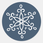 スノーフレッエレガントクネイビーホリデー ラウンドシール (正面)