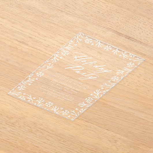 スノーフレッエレガントクホリデーパーティー アクリル招待状 (レイダウン)