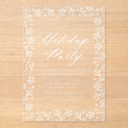 スノーフレッエレガントクホリデーパーティー アクリル招待状 (正面)