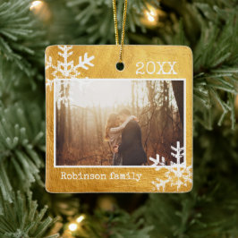 スノーフレッ素朴クファミリー金ゴールド セラミックオーナメント