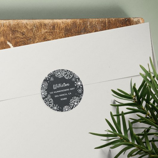 スノーフレッ縁どクホリデイ差出人住所 ラウンドシール