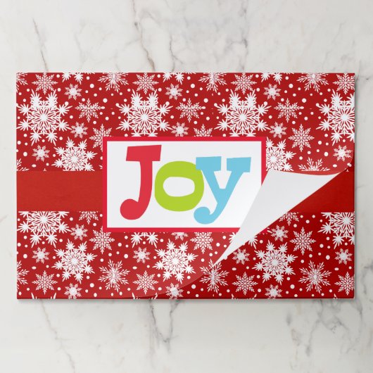 スノーフレッ赤と白クジョイ紙ランチョンマット ペーパーパッド (折り畳み)