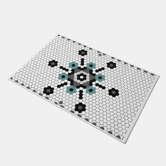 スノーフレークおもしろいウィンターファームハウスタイルパターン ドアマット (アングル)