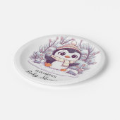 スノーフレークかわいいペンギン赤ちゃんシャワー ペーパープレート (アングル)