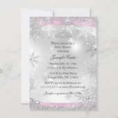 スノーフレークかわいらしプリンセスピンクベビーシャワー招待状 招待状 (裏面)