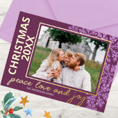 スノーフレークきらきら光るプラム4フォトイヤーシック金ゴールド 箔シーズンカード