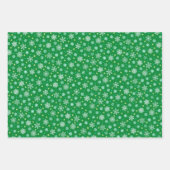 スノーフレークさまざまな形状ブラックグリーンピンクエレガント色 ラッピングペーパーシート (正面3)