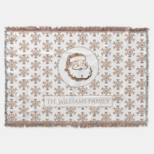 スノーフレークすてきサンタクロースエレガントクリスマス スローブランケット (正面)