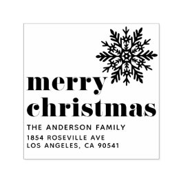 スノーフレークとはっきりしたタイポグラフィメリークリスマス セルフインキングスタンプ