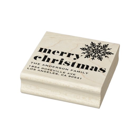 スノーフレークとはっきりしたタイポグラフィメリークリスマス ラバースタンプ (スタンプ)