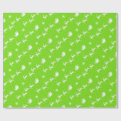 スノーフレークとサンタとそり蛍光グリーン ラッピングペーパー (フラット)