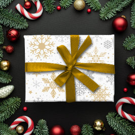 スノーフレークとサークルクリスマス ラッピングペーパー