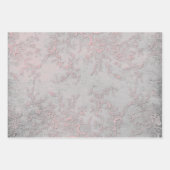 スノーフレークとフローラピンクシルバーエレガントヴィンテージ ラッピングペーパーシート (正面2)