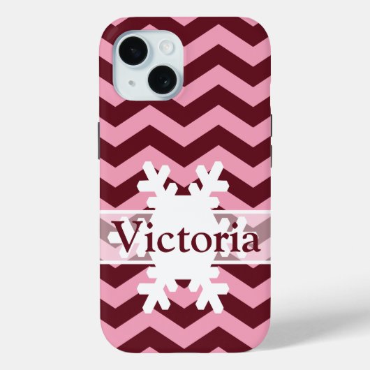 スノーフレークとブルゴーニュのフロステッド蘭シボロン Case-Mate iPhoneケース (裏面)