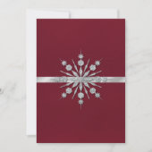 スノーフレークとブルゴーニュ冬の結婚式招待状 招待状 (正面)