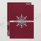 スノーフレークとブルゴーニュ冬の結婚式招待状 招待状 (正面/裏面)