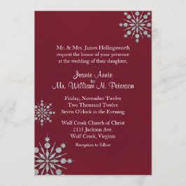 スノーフレークとブルゴーニュ冬の結婚式招待状 招待状