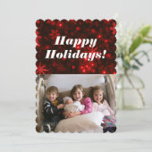 スノーフレークと深いレッド背景フラットカード シーズンカード (スタンド正面)