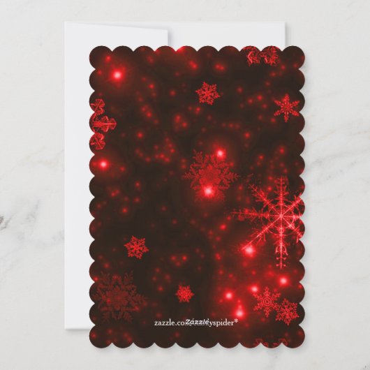 スノーフレークと深いレッド背景フラットカード シーズンカード (裏面)