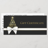 スノーフレークのクリスマスツリーボウブラックグレーギフトカード (正面/裏面)