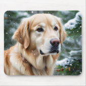 スノーフレークのゴールデンレトリバー マウスパッド (正面)