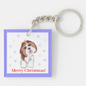 スノーフレークのシーズー メリークリスマス キーホルダー (裏面)