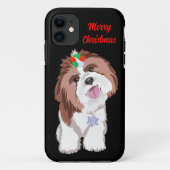 スノーフレークのシーズー メリークリスマス Case-Mate iPhoneケース (裏面)
