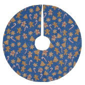 スノーフレークのジンジャーブレッドとキャンディー缶 ブラッシュドポリエステルツリースカート (正面)