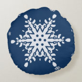 スノーフレークの休日とミッドナイトブルー ラウンドクッション (裏面)