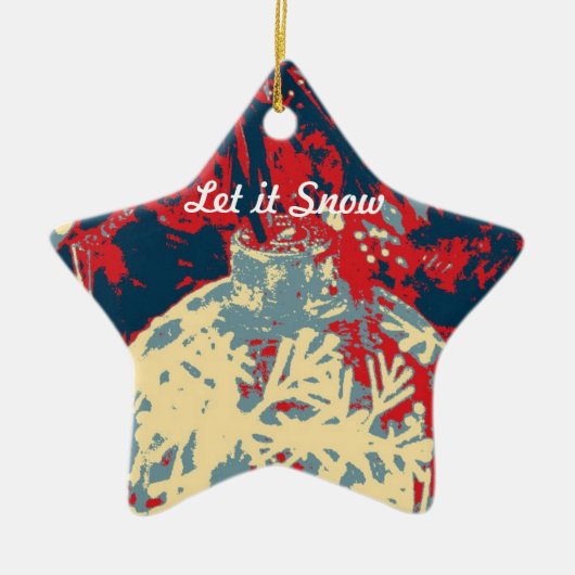 スノーフレークの冬のシユニークーン セラミックオーナメント (正面)