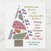 スノーフレークの涙ドロップツリークリスマスワインラベル ワインラベル (シングルラベル)