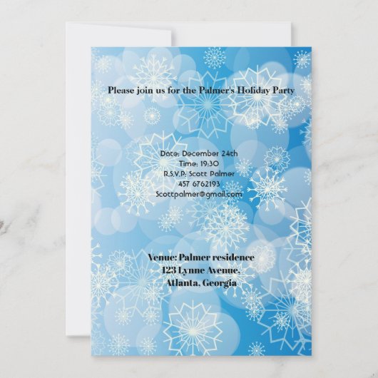スノーフレークの背景の招待 招待状 (正面)