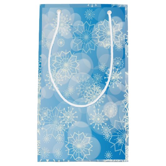 スノーフレークの背景 スモールペーパーバッグ (正面)