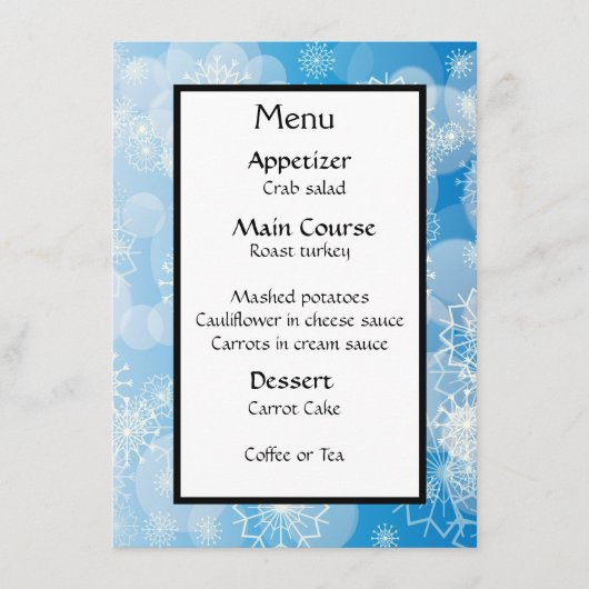 スノーフレークの背景 メニュー (正面)