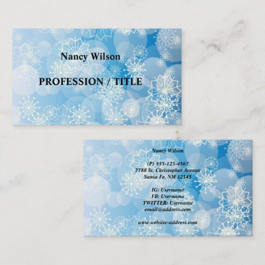 スノーフレークの背景 名刺 (正面/裏面)