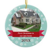 スノーフレークぼやけ赤いバナーティール（緑がかった色）カスタム写真