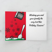 スノーフレークを注ぐ計量カップクリスマスベーキング シーズンカード (内部)