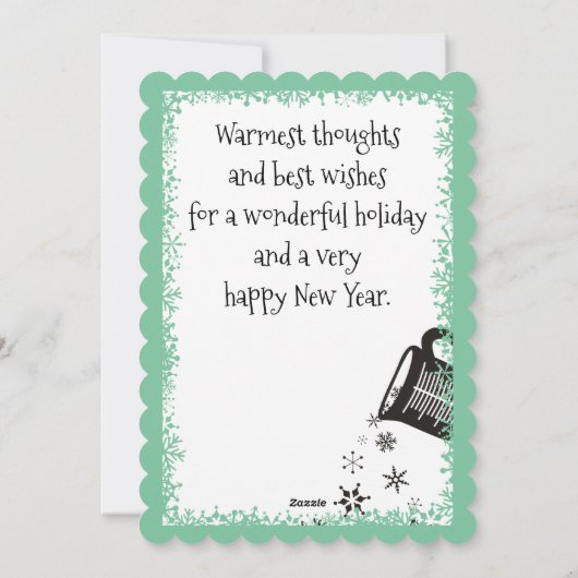 スノーフレークを注ぐ計量カップクリスマスベーキング シーズンカード (裏面)