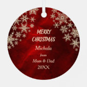 スノーフレークアイススケーターON RED メタルオーナメント (裏面)