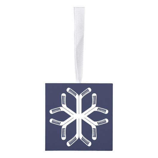 スノーフレークアイスホッケースティックスホリデーデコレーション キューブオーナメント (右)