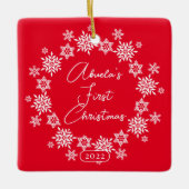 スノーフレークアブエラ初めてのクリスマス セラミックオーナメント (正面)
